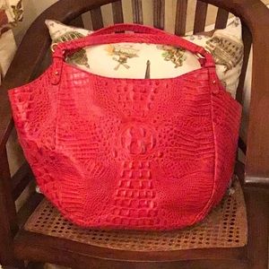 Red Brahmin alligator-embossed leather bag, large.